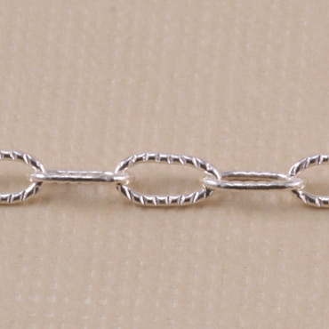 Chain & Clasps Sterling Silver Textured Drawn Cable Chain 4.5 x 2, by the Inch